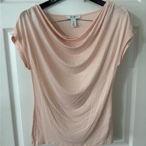 White House Black Market Soft Pink Cowl Neck Tee